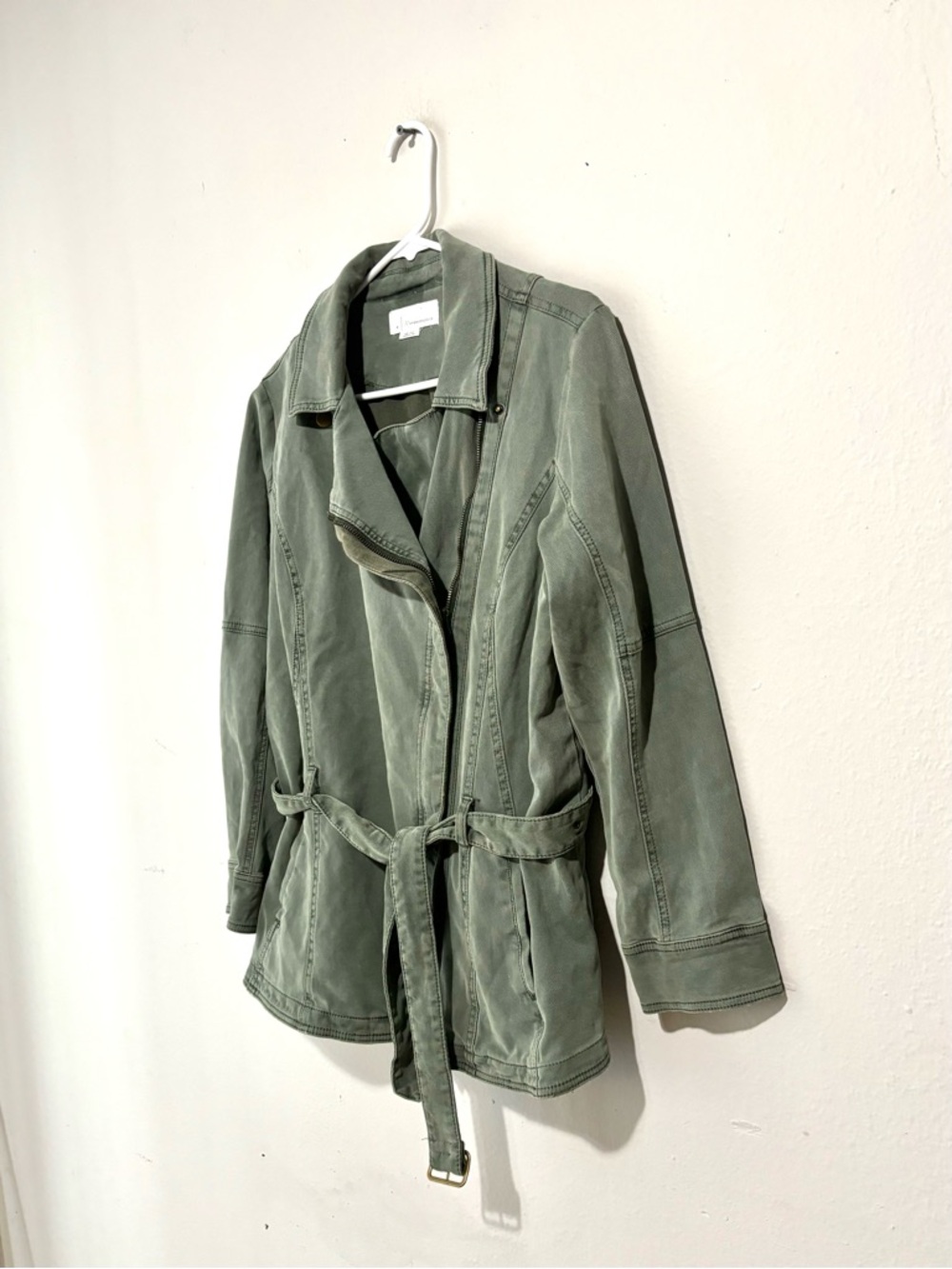 Anthropologie Washed Sage Green Utility Moto Jacket - Picture 3 of 10